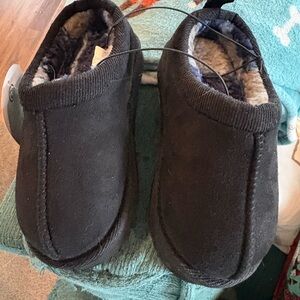 wonder nation Black Faux-Suede Memory Foam Slip-On Slippers